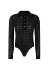 Pinko Knit Lace Bodysuit In Black