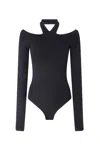 Pinko Long-sleeved Bodysuit With Open Shoulders In Black