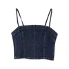 Pinko Spaghetti-strap Denim Tank-top In Blue