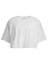 Pinko White Crop T-shirt With Logo On The Front And Gathers In White