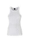 Pinko Rhinestone-embellished Slim Fit Sleeveless Top In White