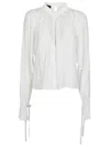 Pinko Flowing Blouse In Silk Blend In White