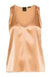 Pinko Marzemino Silk-blend Tank Top In Orange