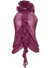 Pinko Georgette Halterneck Top In Vino D''uva