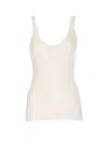 Pinko Crewneck Distressed Ribbed Sleeveless Stretch Top In White