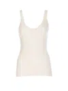 Pinko Crewneck Distressed Ribbed Sleeveless Stretch Top In White