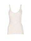 Pinko Crewneck Distressed Ribbed Sleeveless Stretch Top In White