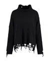 Pinko Chitone Ribbed Roll-neck Sweater In Black