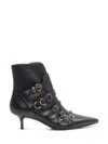 Pinko Buckle-detail Pointed-toe Boots In Black