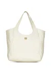 Pinko Puzzle-quilted Leather Shopper Bag With Logo Plate In Neutral