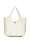 Pinko Puzzle-quilted Leather Shopper Bag With Logo Plate In Neutral