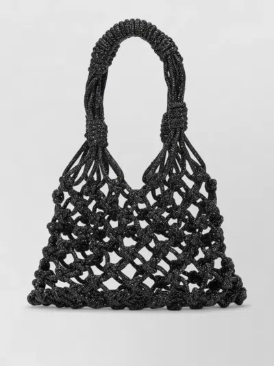 Pinko Tote Bag Adjustable Straps Beaded Design In Black