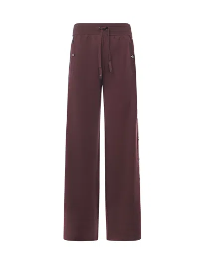 Pinko Track Pants With Love Birds Logo In Burgundy
