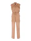 Pinko Utility Satin Suit With Georgette In Brown