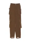 Pinko Transparent Georgette Cargo Pants In Green