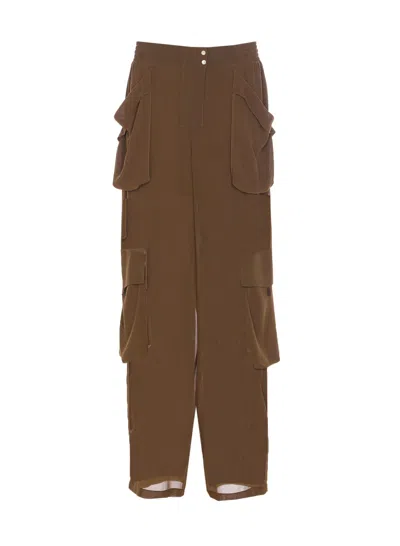 PINKO TRANSPARENT GEORGETTE CARGO PANTS