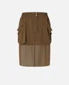 Pinko Transparent Midi Skirt With Maxi Pockets In Green Old England