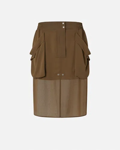 Pinko Transparent Midi Skirt With Maxi Pockets In Green Old England
