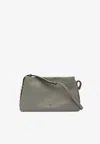 Pinko Trapezoid Leather Crossbody Bag In Gray