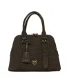 Pinko Trapezoidal Olive Suede Handbag In Brown