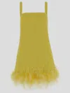 Pinko Crystal-embellished Dress In Yellow