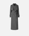 Pinko Classic Faded Cotton Trench Coat In Gris Ombre