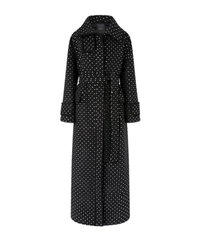 Pinko Trench Coat With Rhinestones And Studs In Black