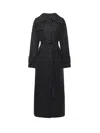Pinko Paquita Black Rhinestoned Coat With Belt In Wool Blend Woman In Black