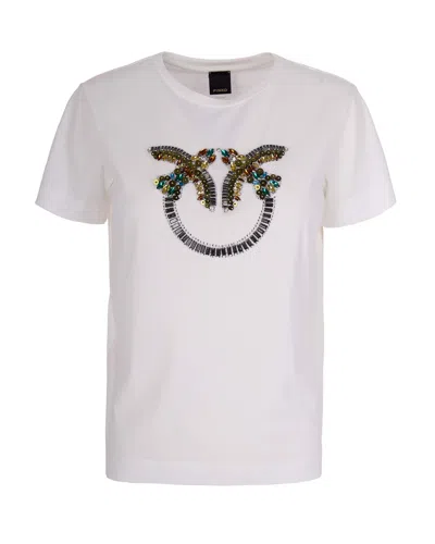 Pinko Short-sleeved Jersey Cotton T-shirt In White