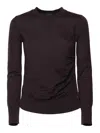 Pinko Wool Sweater With Crew-neck And Button Detail In Brown