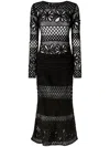 Pinko Unlined Black Mesh Dress With Long Sleeves In Black