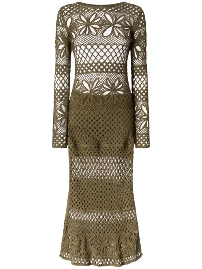 Pinko Tricot Maxi Dress In Green