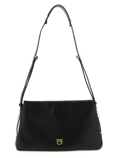 Pinko Triplet Leather Shoulder Bag In Black