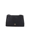 Pinko Structured Black Calfskin Triple Compartment Crossbody Bag In Black