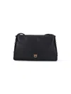Pinko Structured Black Calfskin Triple Compartment Crossbody Bag In Black