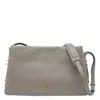 Pinko Taupe Leather Shoulder Bag With Adjustable Strap In Sand