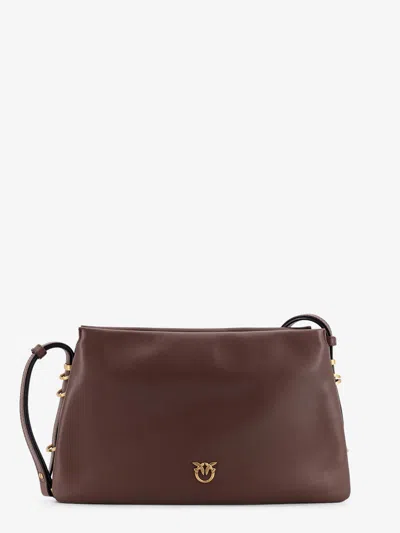 Pinko Triplet Leather Shoulder Bag In Brown