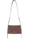 Pinko Logo-detail Calfskin Crossbody Bag In Brown
