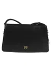 Pinko Triplet Soft Calf Shoulder Bag In Black