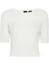 Pinko Ribbed Sweater With Transparent Love Birds Logo In White