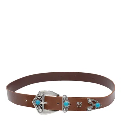 Pinko Brown Embellished Buckle Belt