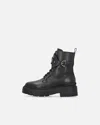Pinko Chunky Platform Black Leather Boots With Decorative Buckle In Black