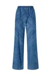 Pinko Wide-leg Trousers With Elastic Waistband In Blue