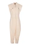 Pinko Dress With Zip Pockets And Elastic Waistband In Neutral