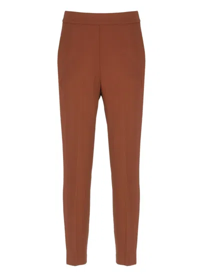 Pinko High Waist Straight Trousers In Brown