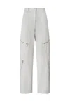 Pinko High-waisted Wide-leg Pants With Zippered Pockets In Gray