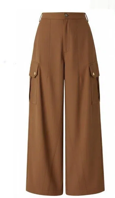 Pinko Cotton Wide-leg Trousers In Brown
