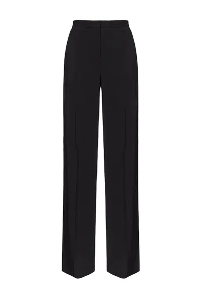 Pinko Wide-leg High Waist Trousers With Side Pockets In Black