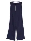 Pinko High Waist Elastic Waistband Trousers With Side Stripes In Blu E Bianco