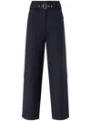 Pinko Black Cropped Trousers In Blue